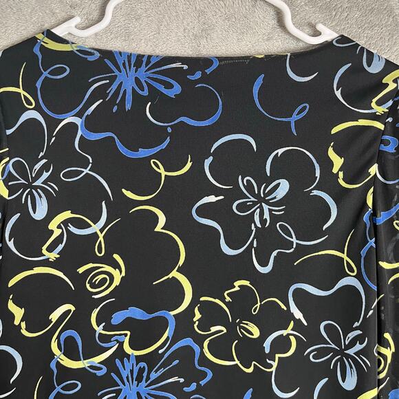 Vintage Y2K Artsy Floral Sheer Sleeves Shirt Sz Small Retro Abstract Y2K Baddie - Picture 5 of 7